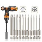 13Pcs Torx Screwdriver Sets Hakkin Torx Bit Set with Ratchet Screwdriver 75mm Torx Security Bit Set S2 Steel T6-T40 Magnetic Tamper Proof Torx Bits for Screwdriver, Impact Drill, Ratchet Wrench etc