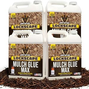 PetraMax Lockscape Mulch Glue for Landscaping, 4 Gallon (Made in USA) - Pet-Safe Landscape Adhesive for Pine Straw, Wood Chips - Ready to Spray Mulch Anchor & Landscape Glue Spray for Lawns & Patios