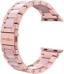 Wearlizer Rose Pink Compatible with Apple Watch Band 42/44/45/46/49mm Womens Stainless Steel Wristbands Fashion Resin Replacement Classic Strap iWatch Series 11 10 9 8 7 6 5 4 3 SE/Ultra 3 2 1