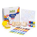 dabble My First Shape Explorer Stamp Kit | Educational and Learning Stamp Kit | Set of 4 wooden stamps | Wipeable sheet and Washable finger paints | Art and Craft Activity/Gift for Kids / 2+ years