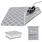 Neccom Ironing Mat with Silicone Pad Heat Resistant Ironing Blanket, Thick Portable Travel Ironing Pad for Table Top, Washer and Dryer, 100% Cotton Ironing Padding Pack in Drawstring Bag