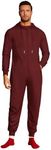 COOFANDY Men Christmas Onesie Full Zip Up Red Romper Lightweight Tuxy Onesie With Pockets (Wine Red M)