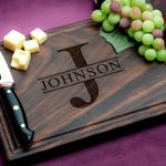 Straga Personalized Cutting Boards | Handmade Wood Engraved Charcuterie | Custom Wedding, Anniversary or Family Reunion Gift for Chef or Kitchen (Initial Design No.201)