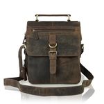 Goatter Men's Hunter Leather 11 Inch Messenger Bag [GTHT-12] (Brown)