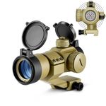 ESSLNB Red Dot Sight 5 Brightness Settings Rifle Scope with 20mm/22mm Picatinny Rail Mount and Flip-Up Covers for Hunting (Sand)