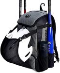 PHINIX Baseball & softball Backpack with External Helmet Holder for Adults,Large Capacity Holds Bat, Helmet, Glove, Shoes (Gray & Black)