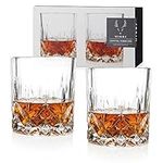 Viski Admiral Crystal Whiskey Tumbler Set of 2 - Premium Crystal Clear Liquor Drinking Glass, Classic Lowball Cocktail Glasses Gift Set, 9 Oz