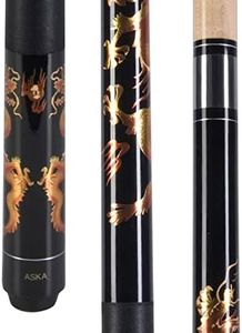 Aska Golden Dragon Pool Cue Stick, Irish Linen, 13mm Layered Hard Tip (19-Ounce)