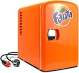 Coca Cola Fanta Mini Fridge For Bedrooms 4L Small 6 Can Table Top Quiet Mini Fridges 12V Portable Cooler Warmer Refrigerator For Skincare Office Food Drinks Kids Home Car & Travel Classic Orange