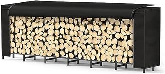 Sunexinlo Firewood Rack Outdoor with Cover, 8Ft Wood Racks Log Holders for Firewood Storage Weather-resistant Heavy-Duty Firewood Rack for Fireplace
