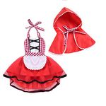 IMEKIS Infant Toddler Baby Girls Little Red Riding Hood Costume Princess Fairytale Carnival Halloween Christmas Dress Birthday Party Outfit Festival Fancy Cosplay Dress Up