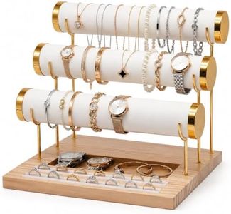 FBAAF Three-Tier Bracelet Display Rack, Jewelry Display Rack. Multi-purpose Necklace Storage Rack, Watch, Bracelet, Ring and Other Jewelry Storage Rack with Tray.