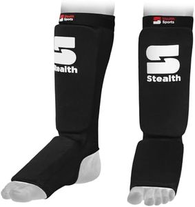 Stealth Sports Boxing Shin Guard – Professional Muay Thai Shin Guards – 12mm Thick Leg & Foot Shin Instep Guard – Protective Sparring Gear for MMA, Taekwondo, Karate, Kickboxing, Men & Women (M)