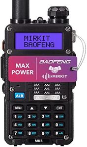 Mirkit - Baofeng MK5 MaxPower Professionell Radio - Funkgeräte mit 1800 mAh Akku - Walkie Talkie 10 km Reichweite mit Headset - VHF UHF VOX Radio, 128 Kanäle - PMR Handfunkgerät BAOFENG
