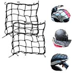 2 Package 15" x15" (40x40cm) Motorcycle Cargo Net for Motorcycle Elasticated Bungee Cord Cargo Net Luggage Mesh Bungee Net Storage Tie Down Adjustable with 6 Hook.(Random Colours)