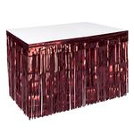 Beistle 1-Ply Metallic Plastic Foil Fringe Table Skirt Parade Floats, Mardi Gras Party, Birthday Decorations, Baby Shower Celebration, Wedding Reception, 30" x 14', Burgundy