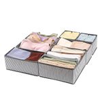 House of Quirk Non-Woven Foldable Cloth Storage Box Closet Dresser Drawer Organizer Cube Basket Bins Containers Divider With Drawers For Underwear, Bras, Socks, Ties, Set Of 6 (Grey Stripesclothing)