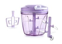 CLVJ Handy Chopper, Vegetable Fruit Nut Onion Chopper, Hand Meat Grinder Mixer Food Processor Slicer Shredder Salad Maker Vegetable Tools (1000ml, Purple)