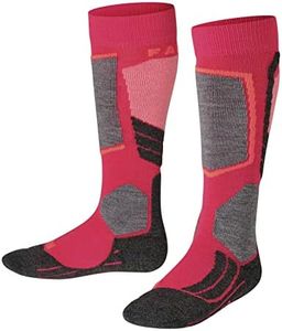 FALKE Unisex Kids SK2 Ski Socks, Merino Wool, Knee High, Medium Cushion, Breathable Quick Dry, Winter Athletic Sock, Pink (Rose 8564), 3-6, 1 Pair