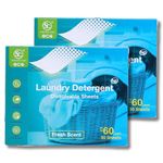 Laundry Detergent Sheets - Eco-Friendly, 60 Sheets, Up to 120 Machine or Hand Washes, Tearable for Precision Loads, Biodegradable, Compact, Hypoallergenic, Perfect for Travel, Camping, and Home Use