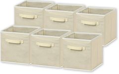 SimpleHouseware Foldable Storage Bins Cubes Organizer, 6 Pack, Beige