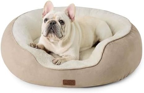 Bedsure Cama lavable para perros pequeños, camas grandes para gatos y cachorros de interior, sofá cama redonda para perros medianos con parte inferior antideslizante, color camello, 76 x 61 x 20 cm