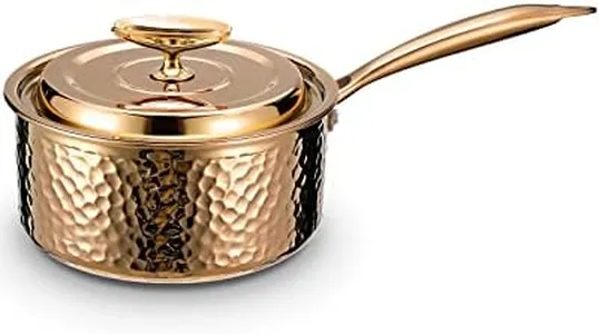 DAEDALUS 4 Quart Uncoated Nonstick Saucepan with Lid, Stainless Steel Pot Triply Hammered Copper for Cooking, Induction Saucepan Cookware for Home Kitchen Restaurant, Dishwasher Oven Safe Rose Gold