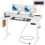 JOISCOPE Height Adjustable Desk, 120cm Electric Standing Desk with Power Outlets and USB & Tpye-C, Home Office Desks & Workstation, Easy Assemble Gaming Desk, White