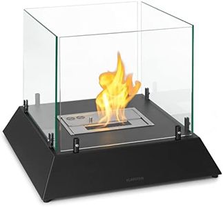 KLARSTEIN Caminetto Bioetanolo da Pavimento, Camino Bioetanolo da Terra Inodore e Senza Fumo, Stufa a Bioetanolo da Interno Esterno, Autonomia 4-6 Ore, Caminetto Bioetanolo da Terra 2.2kW, 48x48x40cm