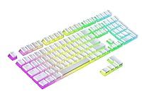 Ranked Pudding PBT Keycaps | 112 Double Shot Translucent ANSI US & ISO Layout | OEM Profile for RGB Mechanical Gaming Keyboard (White)