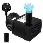 Awroutdoor Mini Submersible Water Pump, Ultra Quiet Water Feature Pump(5W,350L/H), with 3 Strong Suction Cups, Adjustable Water Volume, Small Water Pump for Aquarium, Fish Tank, Pond, Hydroponics