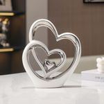 Double Heart Ornament,Double Heart Ceramic Statue,Home Decoration sculpture,Creative Home Modern Home Decoration Gift Office Living Room Decoration Collection Souvenir,Gift.