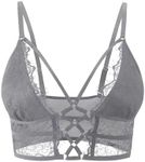 Buitifo Womens Cami Bra Criss Cross Eyelash Crop Top Bra Sexy Vest Bralette Busiter Lingerie, Grey, Medium