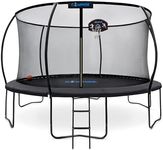 Campior 14ft Pumpkin Trampoline with Basketball Hoop & Inner Enclosure - Safe, Durable,Family Fun - Heavy Duty Galvanized Springs - Waterproof Padding - Stable Base - Outdoor Backyard Style