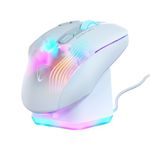 Turtle Beach Kone XP Air Wireless Customizable Ergonomic RGB Gaming Mouse, Bluetooth, 19K DPI Optical Sensor, 100-hour Battery & Charging Dock, 29 Programmable Inputs & RGB Lighting, 4D Wheel – White