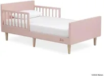 Barbie Los Altos Wooden Toddler Bed in Blush Pink, JPMA Certified with Two Wooden Safety Side Rails, Low to Floor Design, Floor Toddler Bed, Easy to Clean & Assemble