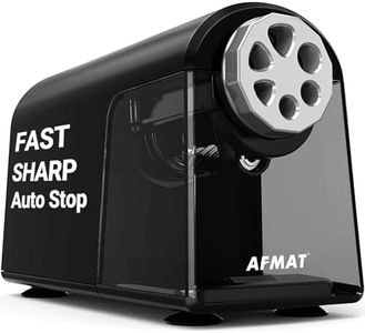 AFMAT Heavy Duty Electric Pencil Sharpener for Classroom, 6 Holes, Electric Pencil Sharpeners for Home, Pencil Sharpener Plug in for 6-11mm Pencils, Auto Stop, Super Fast, Never Eat Pencils, Black