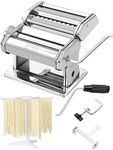 MZTOGR Pasta Maker Machine, Set of 6 Piece 150mm Steel Noodle Maker Machine with 9 Adjustable Thickness Settings, Includes Ravioli Maker Attachment, Pasta Drying Rack (MZ-150PST)