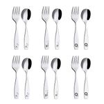 ANNOVA Kids Silverware 6 Pieces Children's Safe Flatware Set Stainless Steel - 3 x Children Forks, 3 x Tablespoons, Toddler Utensils, Metal Cutlery for Lunchbox (Safari Animals) (12)