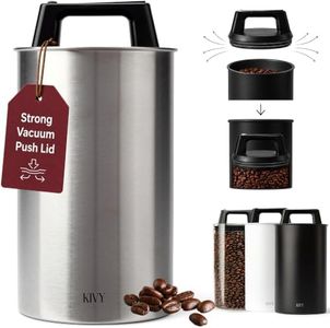 KIVY Vacuum Coffee Canister - Push Lid Preserves Coffee Aroma & Oil - Stainless Steel Airtight Coffee Canister - Coffee Container for Ground Coffee & Coffee Bean Storage - Removes Excess Air