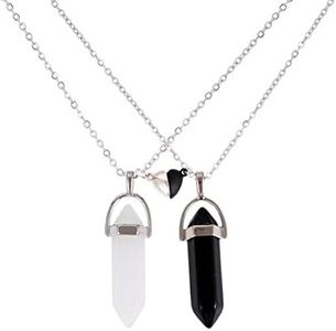 YALLNASL Matching Couples Necklaces for Boyfriend and Girlfriend Magnetic Quartz Necklace for Husband and Wife Relationship Friendship Necklace for 2 Best Friends Gemstone Necklaces, Small, Gemstone