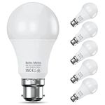 Bayonet Light Bulbs 100W Equivalent, Cool White 6500K,13.5W 1520lm Super Bright LED Bayonet Bulb,Daylight B22 LED Bulbs, BC GLS Energy Saving Lightbulbs Bayonette, Non-dimmable, Pack of 6