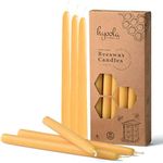 9" Beeswax Taper Candles 12 Pack - Handmade, All Natural, 100% Pure Scented Bee Wax Candle - Tall, Decorative, Golden Yellow - 5 Hour Burn Time