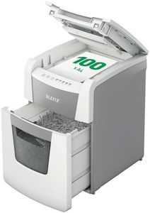 Leitz IQ Autofeed Small Office Micro Cut Paper Shredder P5, Automatic, 100 sheet, 34 Litre Bin Capacity, White, 80120000