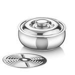 Signora Ware Casserole Serving Bowl Container with Coaster,Insulated Stainless Steel with Insulated Steel Lid|Belly Shape Hot Pot,Food Grade,Bpa Free Serverware(2100Ml,Set 1 Silver)