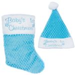 Premier Decorations Baby's 1st Christmas Hat and Stocking Set - Blue