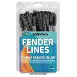 Sailortenx Boat Fender Lines 4 Pack 3/8" x 6FT- Boat Bumper Line Double Braided Nylon Fender Rope with 5" Eyelet Mooring Marine Rope for Boats Line & One End Can Be Spliced with Fenders to Used, Black