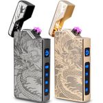 Fathers Day Dad Gift: 2 Pack Electric Arc Plasma Dragon Lighter with Gift Box, USB C Rechargeable Windproof Lighter, Cool Flameless Dragon Lighter for Men, Gifts for Him Men Boyfriend