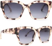 DIFF Bella II Oversized Square Sunglasses for Women UV400 Protection, Cream Tortoise + Grey Gradient