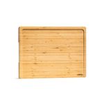 SMIRLY Large Bamboo Cutting Board for Kitchen: Extra Large Bamboo Cutting Board with Juice Groove & Compartments, Wooden Cutting Boards for Kitchen, Butcher Block Cutting Board Wood